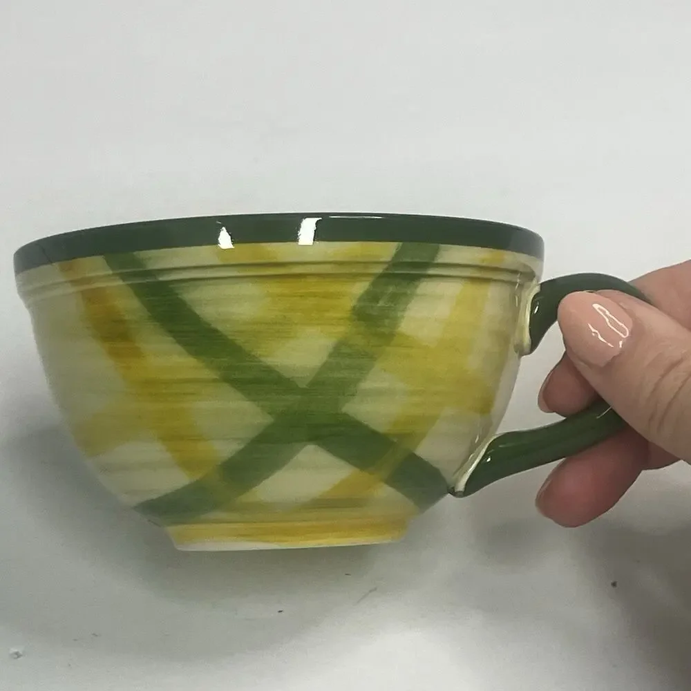 vintage vernon ware homespun‎ plaid tea cup replacement gingham metlox